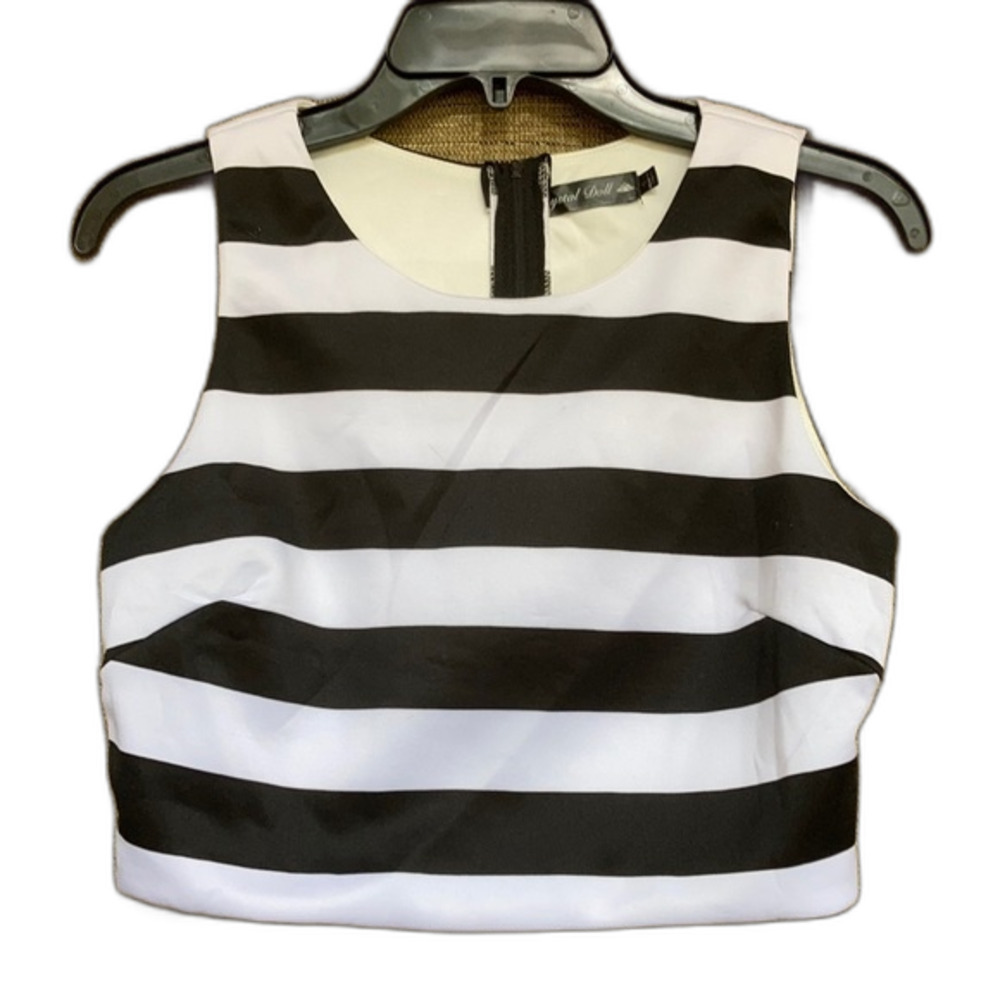 Fully lined black and white stripe crop top - Picture 1 of 4